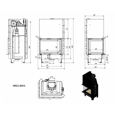 Каминная топка Kratki MBZ L BS G
