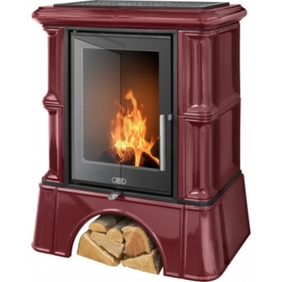 Печь-камин ABX BAVARIA EXclusive, кафельный цоколь - вставка Orion (бордо)