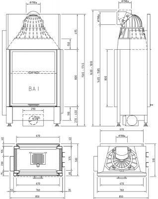 Каминная топка Schmid Lina FD 6780 h (туннельная версия) Каминная топка Schmid Lina FD 6780 h (туннельная версия)