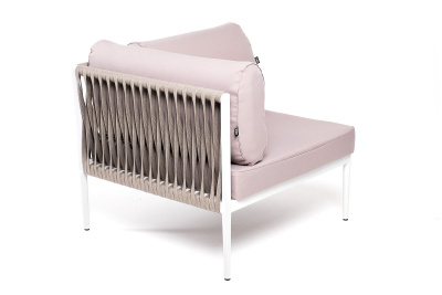 Угловой модуль 4SIS Касабланка из роупа, каркас алюминий светло-серый муар, роуп серо-коричневый, ткань бежевая 052 Угловой модуль 4SIS Касабланка из роупа, каркас алюминий светло-серый муар, роуп серо-коричневый, ткань бежевая 052