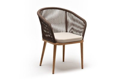 Стул из роупа 4SIS Марсель Основание дуб, роуп коричневый, ткань бежевая 052