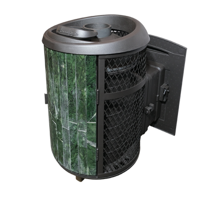 Печь для бани чугунная Атмосфера с комбинированной облицовкой