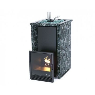 Печь для бани ИзиСтим Сочи в трёхстороннем кожухе из пироксенита с открытым верхом сталь AISI 321