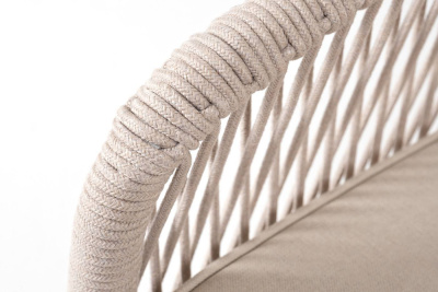 Правый модуль 4SIS Канны из роупа, основание дуб, роуп бежевый круглый, ткань бежевая 052