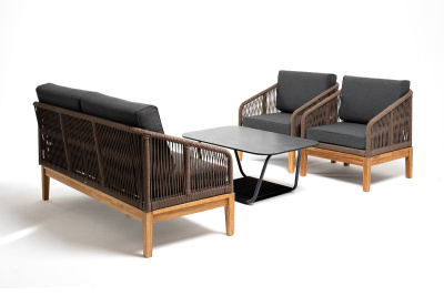 Лаунж-зона 4SIS Канны 4-местная из роупа со столиком Гранада Цвет: серый гранит, дуб, коричневый, темно-серый Лаунж-зона 4SIS Канны 4-местная из роупа со столиком Гранада Цвет: серый гранит, дуб, коричневый, темно-серый