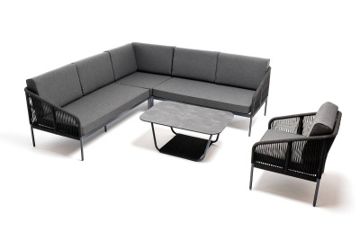 Модульная угловая лаунж-зона 4SIS Канны из роупа Цвет: темно-серый Модульная угловая лаунж-зона 4SIS Канны из роупа Цвет: темно-серый