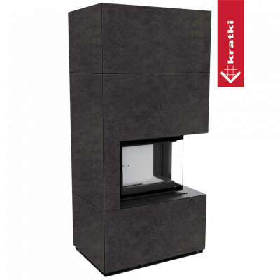 Каминокомплект FLOKI в облицовке FOKOS GRAFITE, угловое стекло справа Каминокомплект FLOKI в облицовке FOKOS GRAFITE, угловое стекло справа