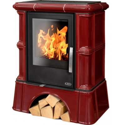 Печь-камин ABX BAVARIA KI, с кафельным цоколем, с теплообменником, с допуском воздуха (бордо)