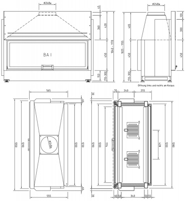 Каминная топка Schmid Lina FD 12057 h (туннельная версия)