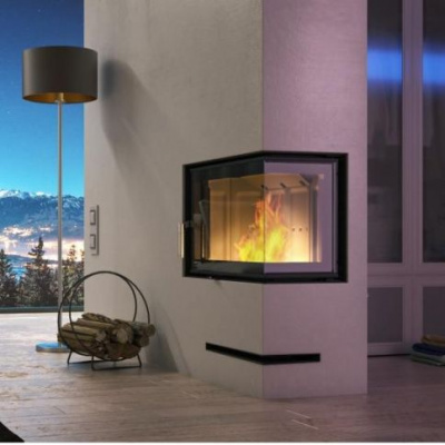 Топка Defro Home Intra Slim ME угловая, 8 кВт, 834/465/337мм