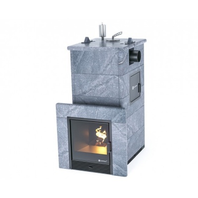 Печь для бани ИзиСтим Сочи-М2 с боковым подключением в кожухе из талькохлорита сталь AISI 321