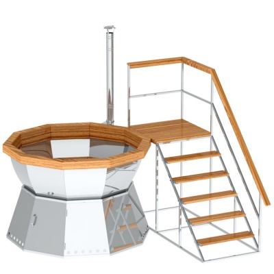 Банный чан 10 граней на подставке с ветрозащитой AISI 304