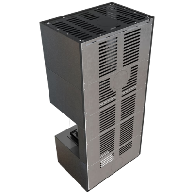 Каминокомплект FLOKI в облицовке INDIAN BLACK, угловое стекло справа Каминокомплект FLOKI в облицовке INDIAN BLACK, угловое стекло справа