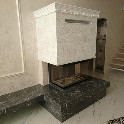 Каминная топка АСТОВ П3С 8457 в мраморной облицовке