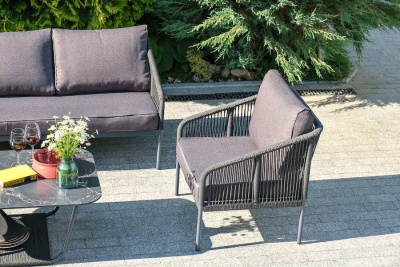 Комплект садовой мебели 4SIS Канны на 5 персон из роупа Цвет: темно-серый Комплект садовой мебели 4SIS Канны на 5 персон из роупа Цвет: темно-серый